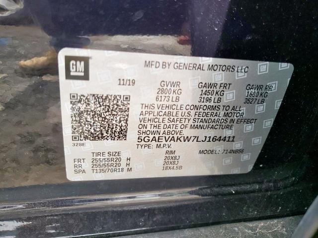 5GAEVAKW7LJ164411 - 2020 BUICK ENCLAVE ES BLACK photo 10