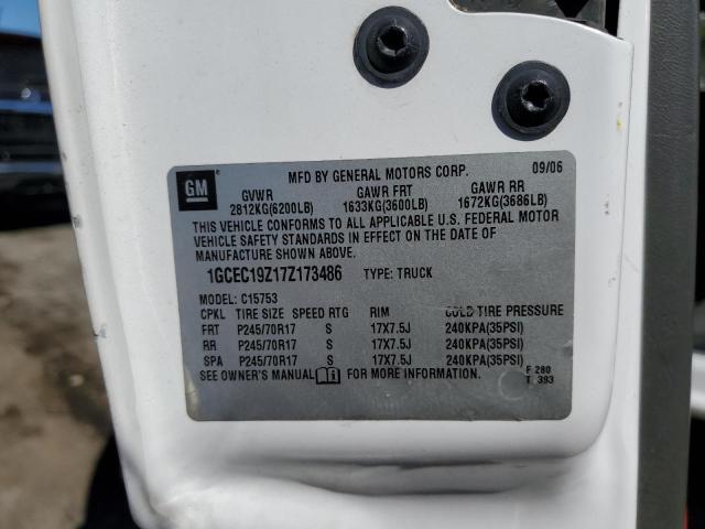 1GCEC19Z17Z173486 - 2007 CHEVROLET SILVERADO WHITE photo 10