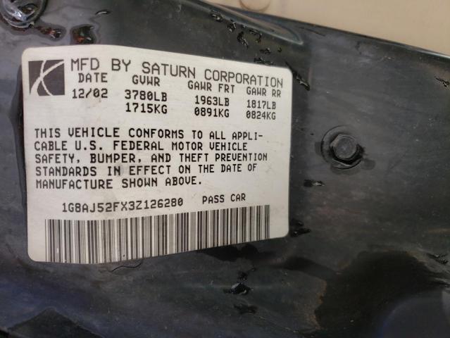 1G8AJ52FX3Z126280 - 2003 SATURN ION LEVEL WHITE photo 10