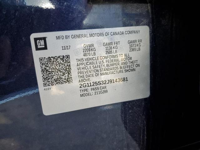 2G1125S32J9143681 - 2018 CHEVROLET IMPALA PRE ლურჯი ფოტო 10