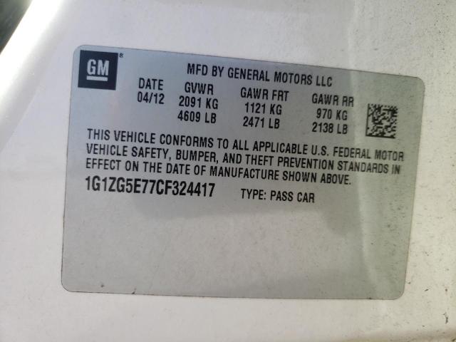 1G1ZG5E77CF324417 - 2012 CHEVROLET MALIBU LTZ თეთრი ფოტო 10