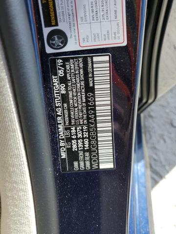 WDDUG8GB5KA491669 - 2019 MERCEDES-BENZ S 560 4MAT BLUE photo 10