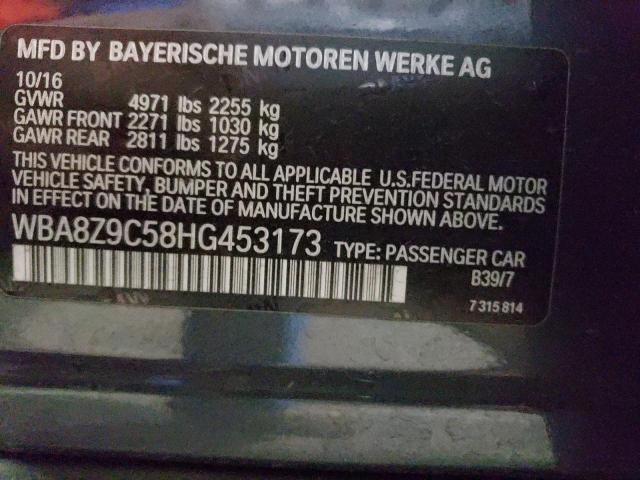 WBA8Z9C58HG453173 - 2017 BMW 330 XIGT GRAY photo 10