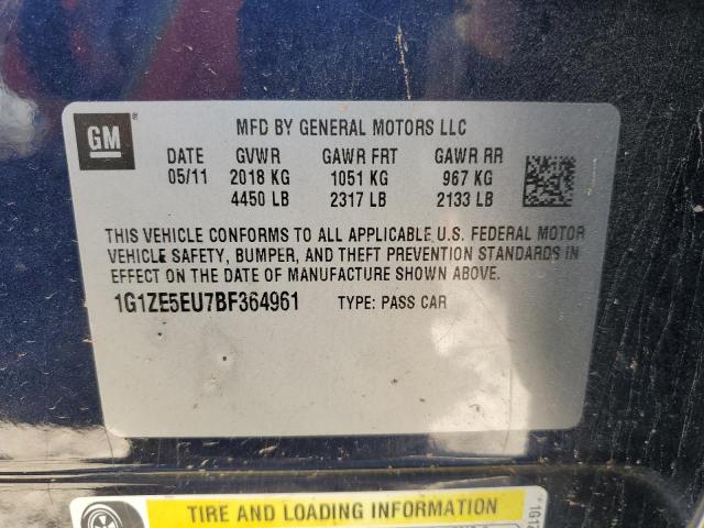 1G1ZE5EU7BF364961 - 2011 CHEVROLET MALIBU LTZ ლურჯი ფოტო 10