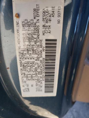 4T3ZF13C42U453540 - 2002 TOYOTA SIENNA LE GRAY photo 10