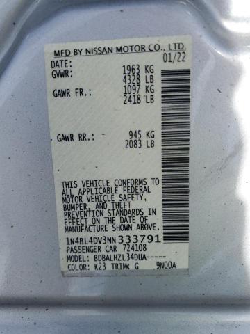 1N4BL4DV3NN333791 - 2022 NISSAN ALTIMA SV SILVER photo 14