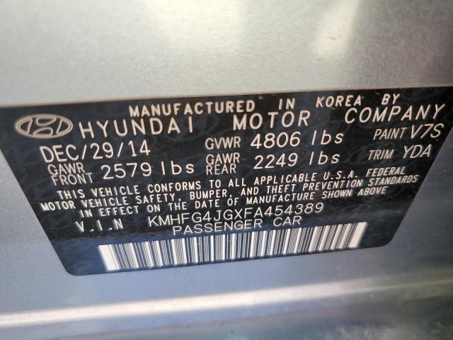 KMHFG4JGXFA454389 - 2015 HYUNDAI AZERA GRAY photo 10