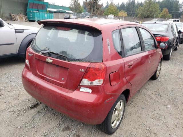 KL1TD66687B695186 - 2007 CHEVROLET AVEO BASE BURGUNDY photo 4