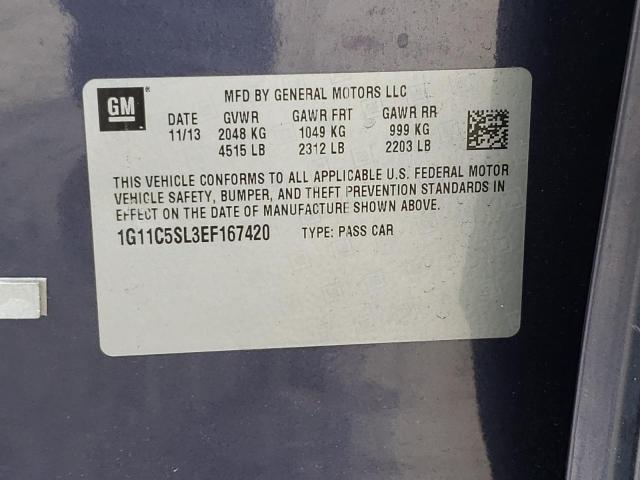 1G11C5SL3EF167420 - 2014 CHEVROLET MALIBU 1LT BLUE photo 10