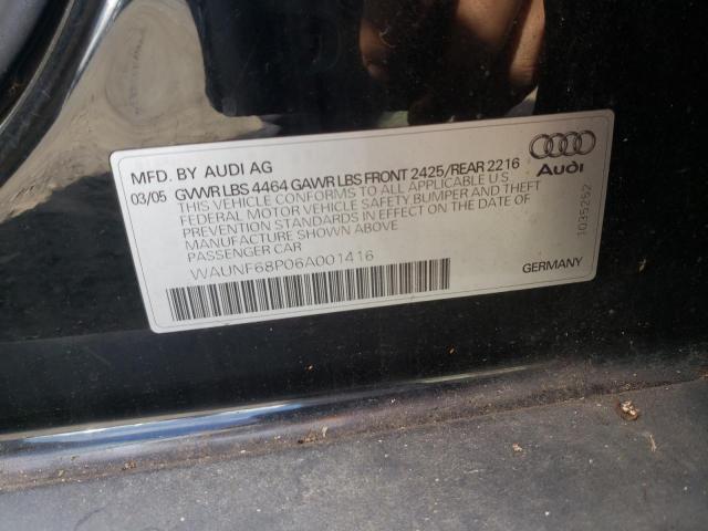 WAUNF68P06A001416 - 2006 AUDI A3 2.0 PRE BLACK photo 10