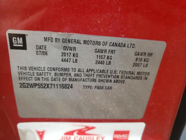 2G2WP552X71116824 - 2007 PONTIAC GRAND PRIX Қызыл фото 10