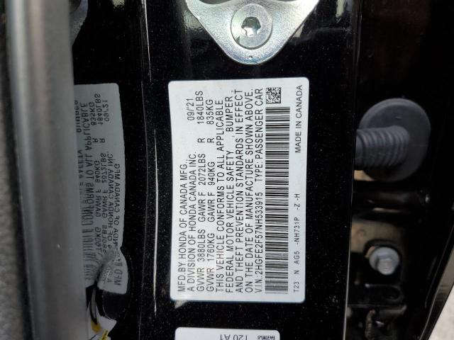 2HGFE2F57NH533915 - 2022 HONDA CIVIC SPOR 黑色 照片 10