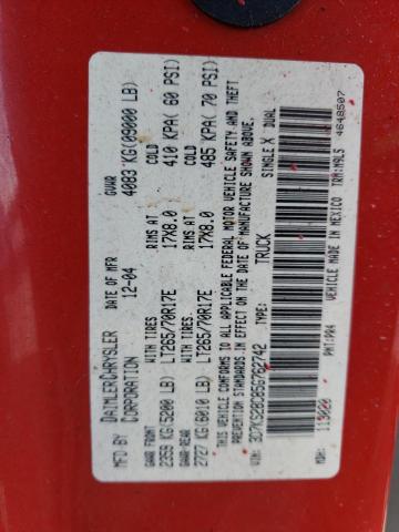 3D7KS28C85G762742 - 2005 DODGE RAM 2500 S Կարմիր լուսանկար 10