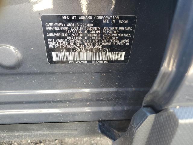 JF2SKAMC0LH515620 - 2020 SUBARU FORESTER S CHARCOAL photo 10