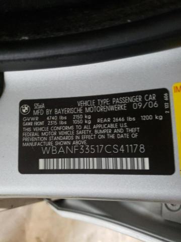 WBANF33517CS41178 - 2007 BMW 525 XI SILVER photo 10
