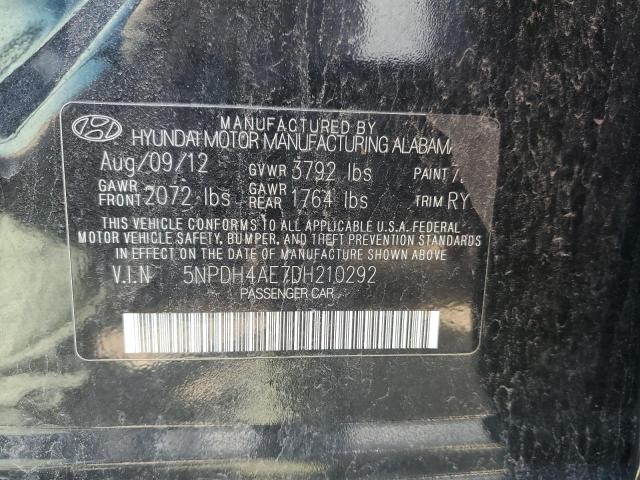 5NPDH4AE7DH210292 - 2013 HYUNDAI ELANTRA BLACK photo 10