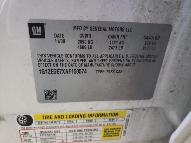 1G1ZE5E7XAF158574 - 2010 CHEVROLET MALIBU LTZ თეთრი ფოტო 10