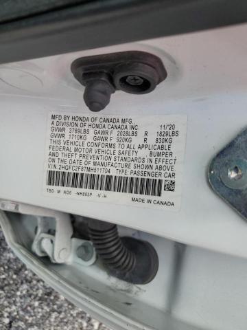 2HGFC2F87MH511704 - 2021 HONDA CIVIC SPOR 白色 照片 10