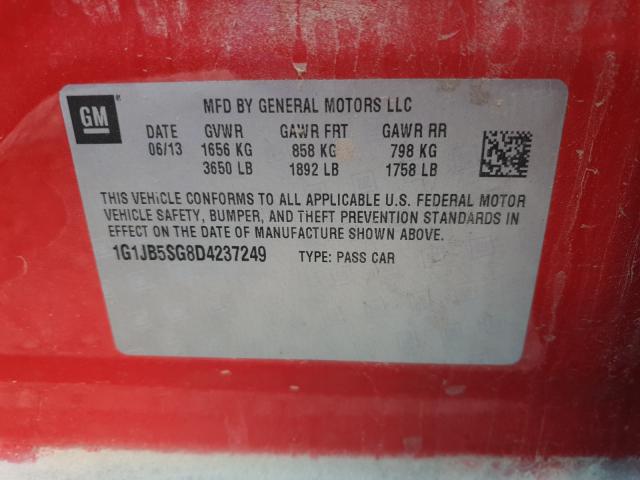 1G1JB5SG8D4237249 - 2013 CHEVROLET SONIC LS RED photo 10