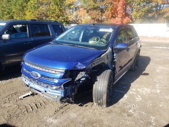 2FMDK4AKXDBA66946 - 2013 FORD EDGE SPORT BLUE photo 2