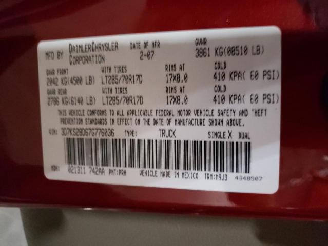 3D7KS28D67G776036 - 2007 DODGE RAM 2500 S Qırmızı foto 10