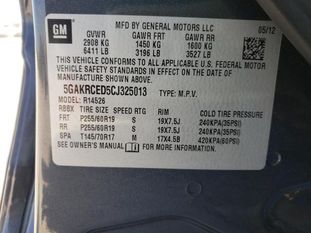 5GAKRCED5CJ325013 - 2012 BUICK ENCLAVE GRAY photo 10