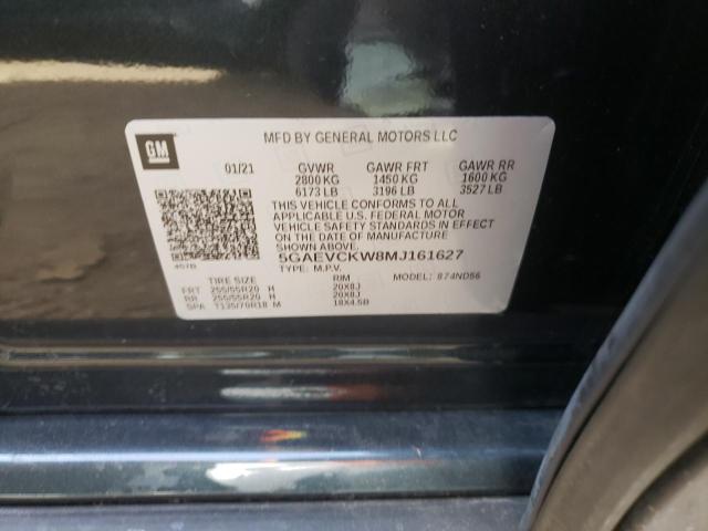 5GAEVCKW8MJ161627 - 2021 BUICK ENCLAVE AV GRAY photo 10