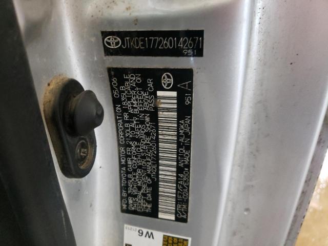 JTKDE177260142671 - 2006 TOYOTA SCION TC ვერცხლისფერი ფოტო 10