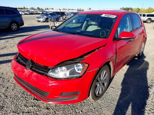 3VW2A7AUXFM018489 - 2015 VOLKSWAGEN GOLF TDI RED photo 2