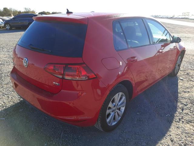 3VW2A7AUXFM018489 - 2015 VOLKSWAGEN GOLF TDI RED photo 4