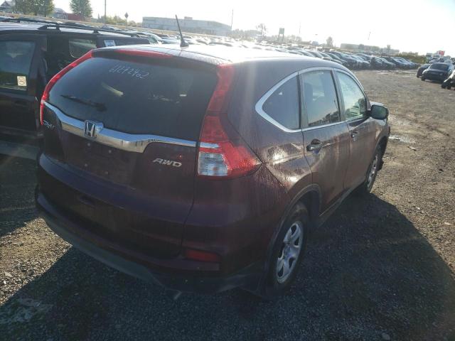 2HKRM4H32FH114174 - 2015 HONDA CR-V LX BURGUNDY photo 4