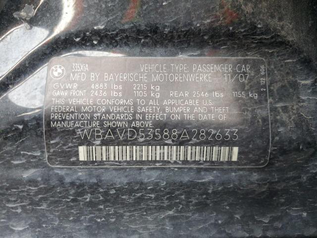 WBAVD53588A282633 - 2008 BMW 335 XI BLACK photo 10