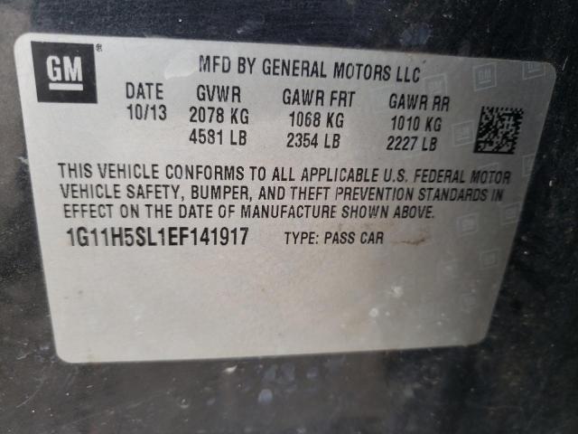 1G11H5SL1EF141917 - 2014 CHEVROLET MALIBU LTZ ნაცრისფერი ფოტო 10