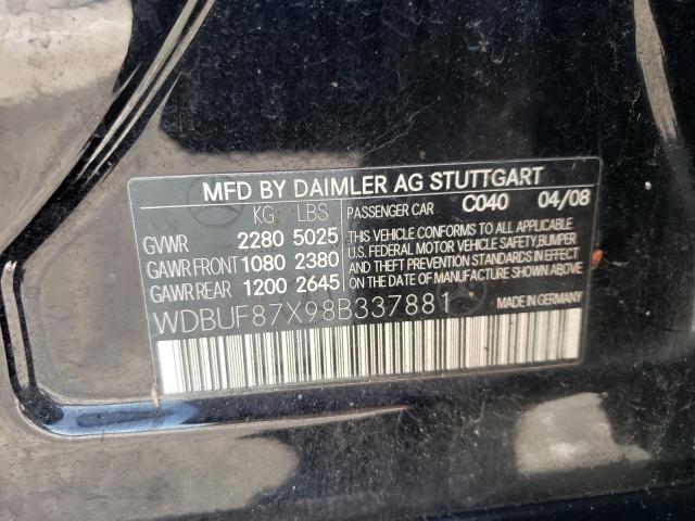 WDBUF87X98B337881 - 2008 MERCEDES-BENZ E 350 4MAT BLACK photo 10