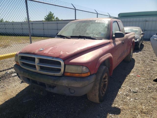 1D7GL12K54S589556 - 2004 DODGE DAKOTA SXT RED photo 2