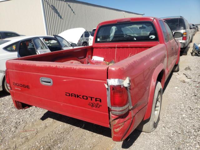 1D7GL12K54S589556 - 2004 DODGE DAKOTA SXT RED photo 4