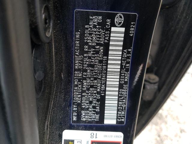 4T1BK1EB4FU181118 - 2015 TOYOTA AVALON XLE BLACK photo 10