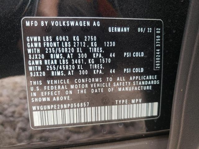 WVGUNPE29NP056857 - 2022 VOLKSWAGEN ID.4 PRO S შავი ფოტო 10