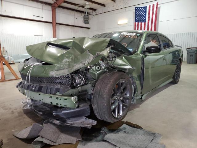 2C3CDXHG9MH673130 - 2021 DODGE CHARGER GT GREEN photo 2