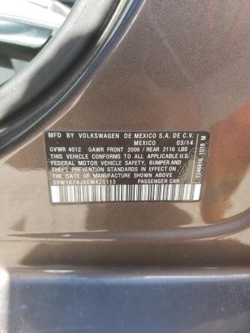 3VW1K7AJXEM425113 - 2014 VOLKSWAGEN JETTA BASE BROWN photo 10
