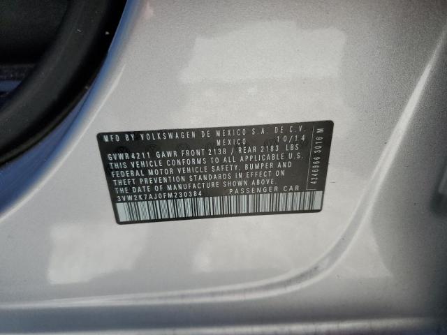 3VW2K7AJ0FM230384 - 2015 VOLKSWAGEN JETTA BASE SILVER photo 10