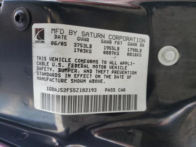 1G8AJ52F55Z182193 - 2005 SATURN ION LEVEL MAROON photo 10