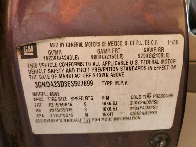 3GNDA23D36S567899 - 2006 CHEVROLET HHR LT PURPLE photo 10