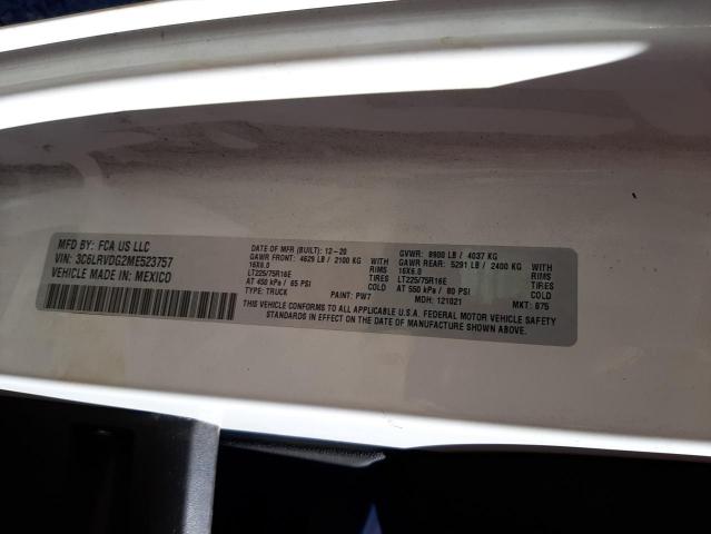 3C6LRVDG2ME523757 - 2021 RAM PROMASTER 白色 照片 10