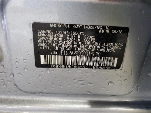 JF1GPAP69G9314820 - 2016 SUBARU IMPREZA SP SILVER photo 10