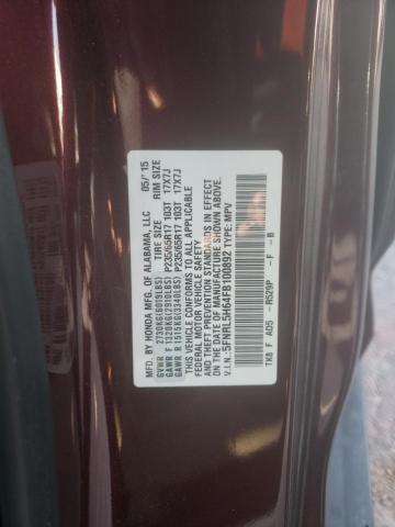 5FNRL5H64FB100892 - 2015 HONDA ODYSSEY EX BURGUNDY photo 10