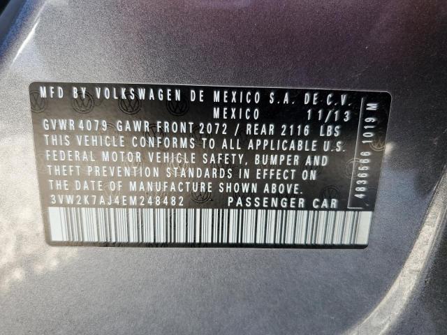3VW2K7AJ4EM248482 - 2014 VOLKSWAGEN JETTA BASE GRAY photo 10