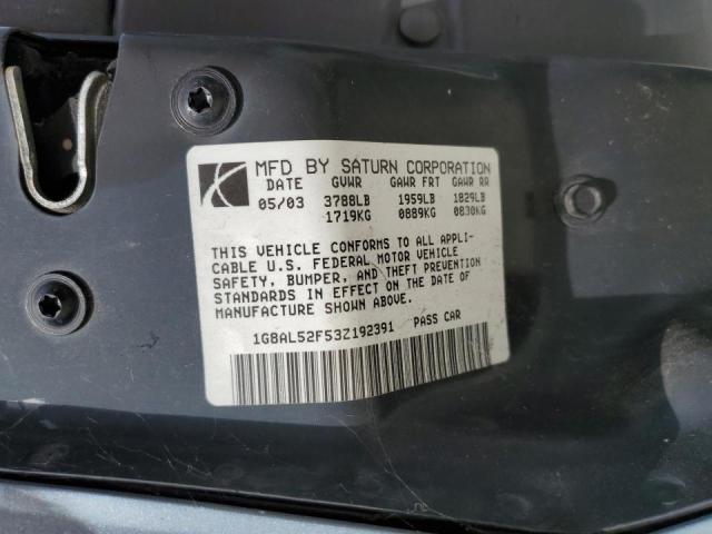 1G8AL52F53Z192391 - 2003 SATURN ION LEVEL Mavi foto 10
