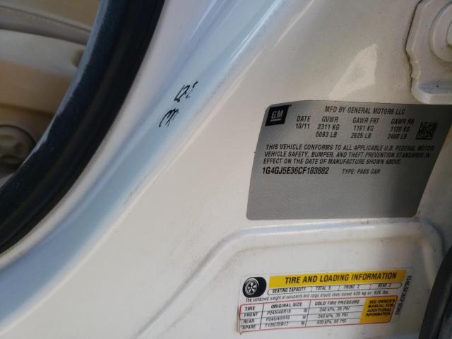 1G4GJ5E36CF183882 - 2012 BUICK LACROSSE T WHITE photo 10