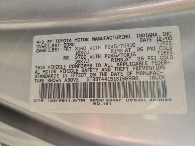 5TBBT44151S166998 - 2001 TOYOTA TUNDRA ACCESS CAB  照片 10